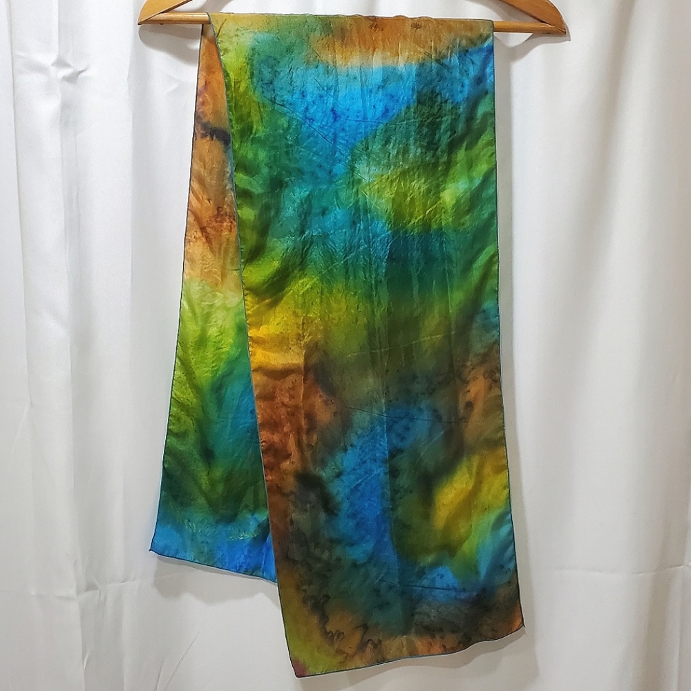 Vintage Silk Road Hand Painted Watercolor Silk Scarf